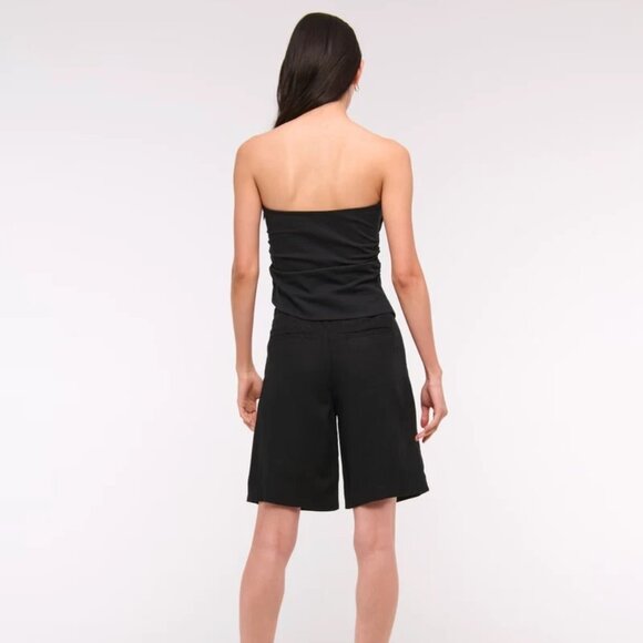 Abercrombie & Fitch Asymmetrical Strapless Top Black XS Removable Straps NWT - Picture 2 of 11